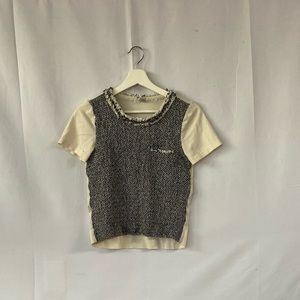 J. Crew Black and White Tweed Top